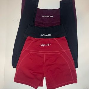 Alphalete amplify leggings and Shorts small ( 3 Items ) Maroon, Black,red